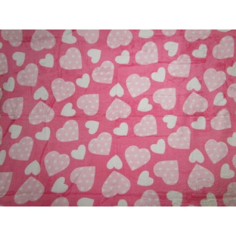 New Pink Valentine's Day Hearts Plush Fleece Throw GIFT Blanket Heart Love SOFT - Picture 3 of 5